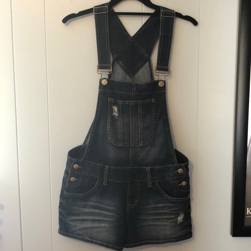 Denim short overalls